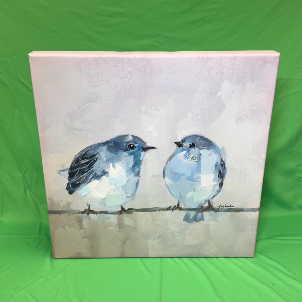 Blue and White Bird Canvas Art